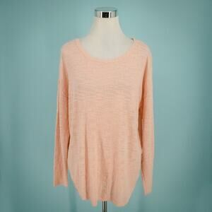 Stitch Fix Peach Large L Textured Knit Boat Scoop Neck Long Sleeve Sweater